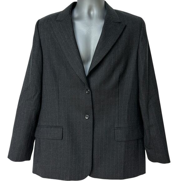 Vintage Pendleton Blazer Gray Red White Pinstriped Wool Jacket Women's Size 12 - Picture 1 of 9